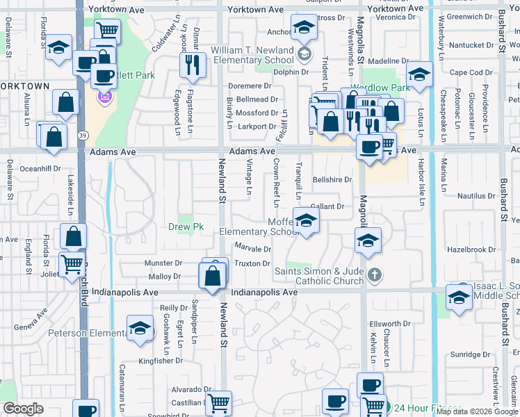 map of restaurants, bars, coffee shops, grocery stores, and more near 20191 Imperial Cove Lane in Huntington Beach