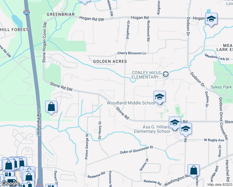map of restaurants, bars, coffee shops, grocery stores, and more near 3100 Steinbeck Way in East Point