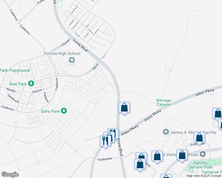 map of restaurants, bars, coffee shops, grocery stores, and more near 322 Tank in Irvine