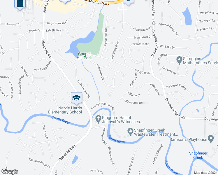 map of restaurants, bars, coffee shops, grocery stores, and more near 3839 Valpariso Circle in Decatur
