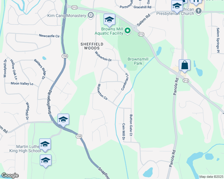 map of restaurants, bars, coffee shops, grocery stores, and more near 3856 Vine Stone Drive in Stonecrest