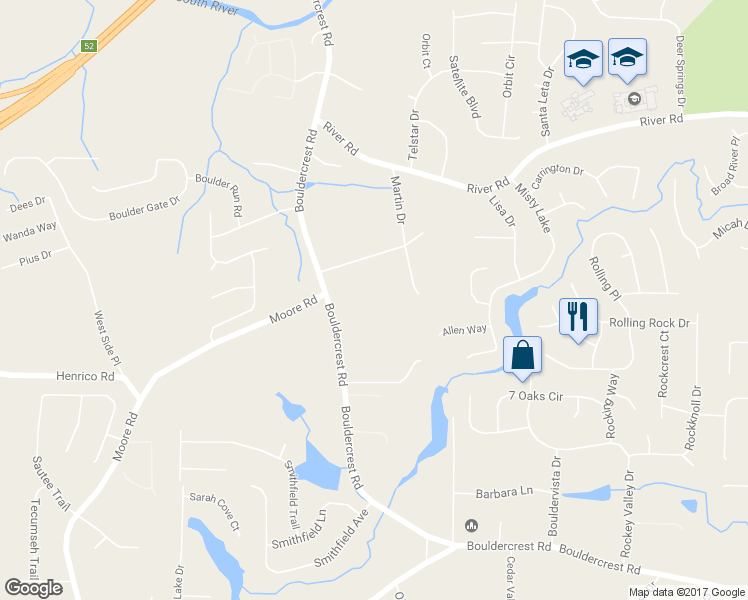 map of restaurants, bars, coffee shops, grocery stores, and more near 3110 Bouldercrest Road in Ellenwood
