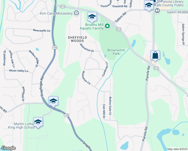 map of restaurants, bars, coffee shops, grocery stores, and more near 3856 Vine Stone Drive in Stonecrest