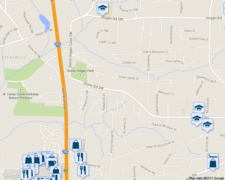map of restaurants, bars, coffee shops, grocery stores, and more near 3252 Sir Henry Street in East Point