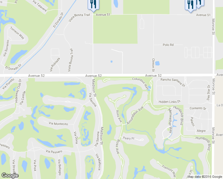 map of restaurants, bars, coffee shops, grocery stores, and more near 81198 Elsworth Place in La Quinta