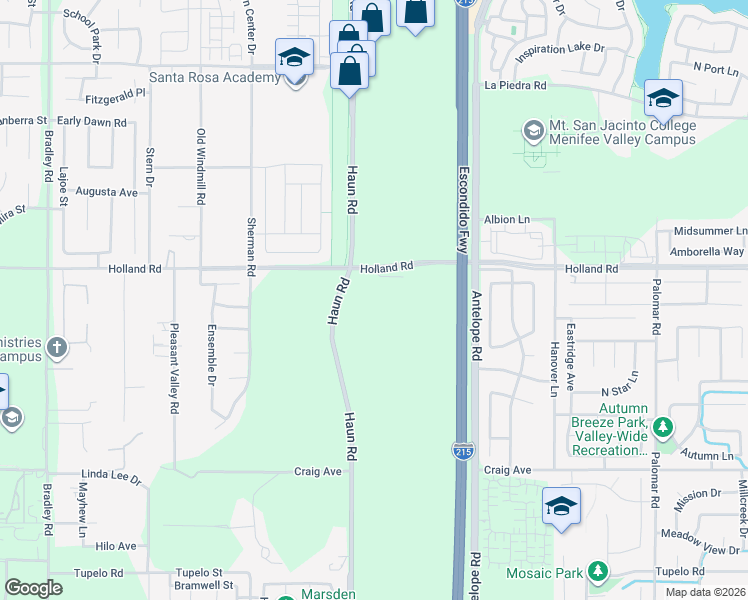 map of restaurants, bars, coffee shops, grocery stores, and more near 27887 Holland Road in Menifee