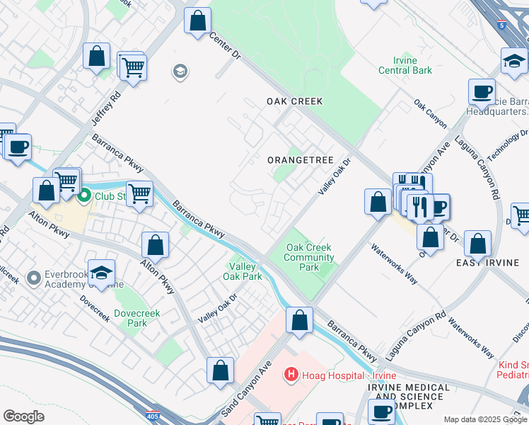 map of restaurants, bars, coffee shops, grocery stores, and more near 268 Lemon Grove in Irvine