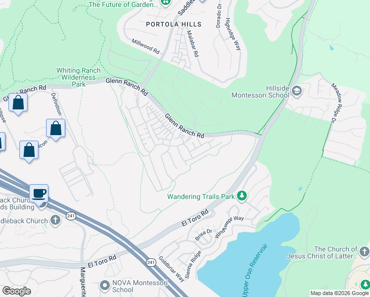 map of restaurants, bars, coffee shops, grocery stores, and more near 2168 Aliso Peak Way in Lake Forest