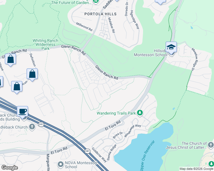map of restaurants, bars, coffee shops, grocery stores, and more near 2033 Aliso Canyon Drive in Lake Forest