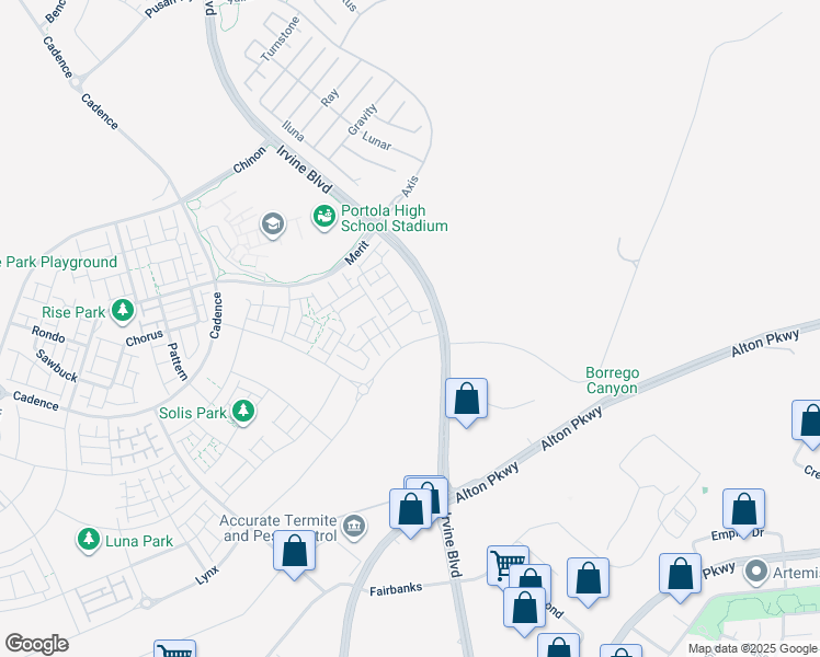 map of restaurants, bars, coffee shops, grocery stores, and more near 290 Tank in Irvine