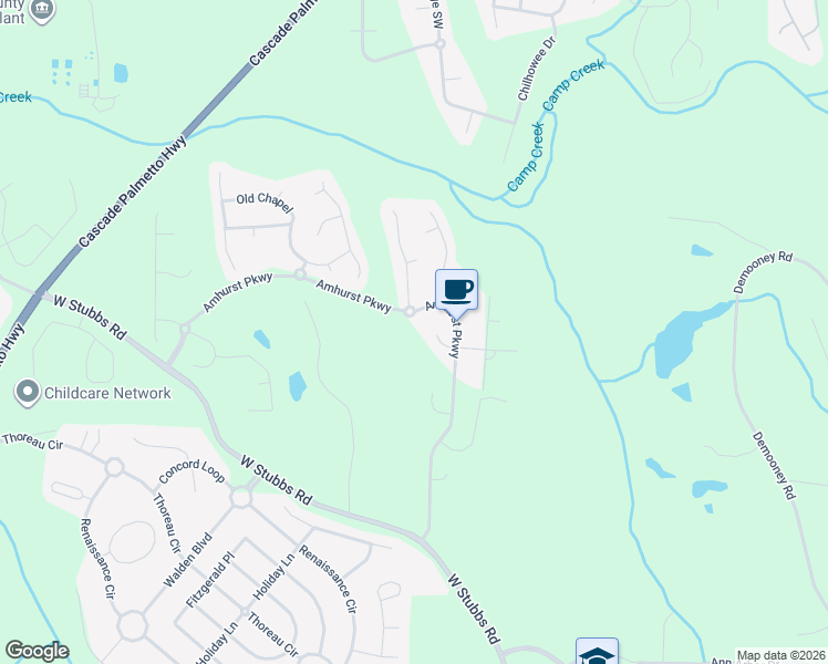 map of restaurants, bars, coffee shops, grocery stores, and more near 7194 Glaspie Way in Atlanta