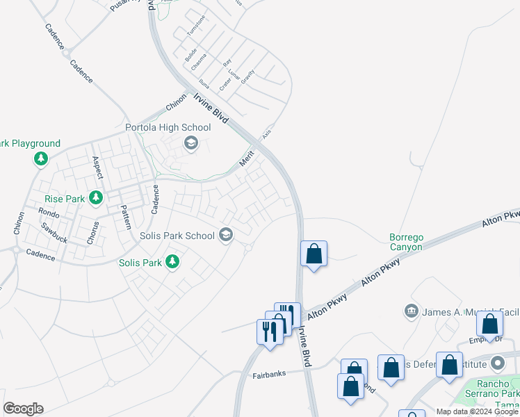 map of restaurants, bars, coffee shops, grocery stores, and more near 141 Restore in Irvine