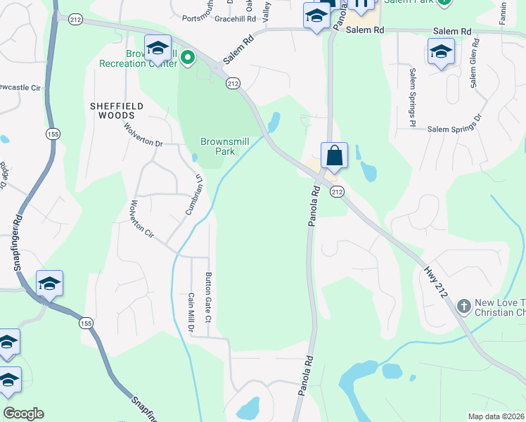 map of restaurants, bars, coffee shops, grocery stores, and more near 3961 Panola Road in Stonecrest