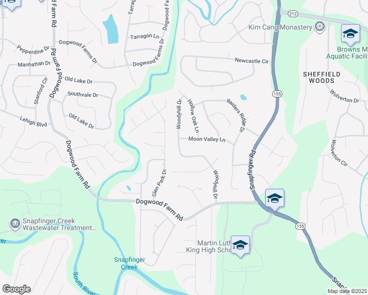 map of restaurants, bars, coffee shops, grocery stores, and more near 3788 Woodyhill Drive in Stonecrest