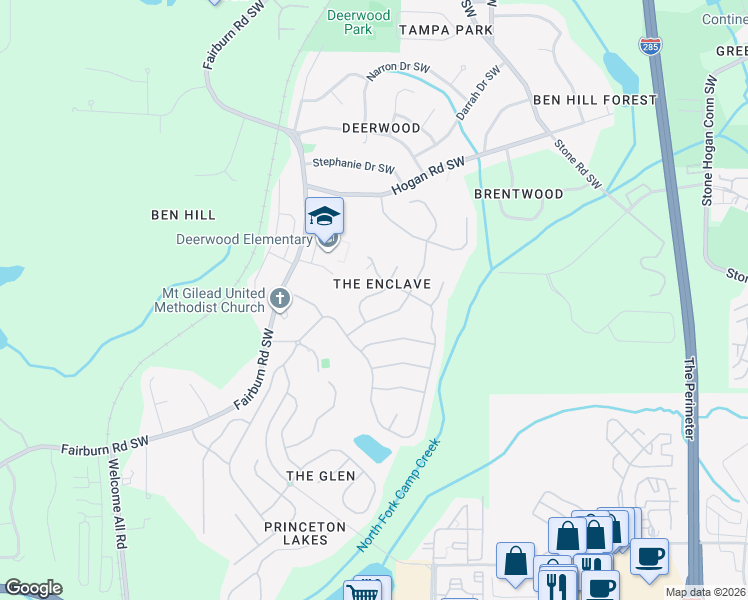 map of restaurants, bars, coffee shops, grocery stores, and more near 3111 Dawson Lane Southwest in Atlanta