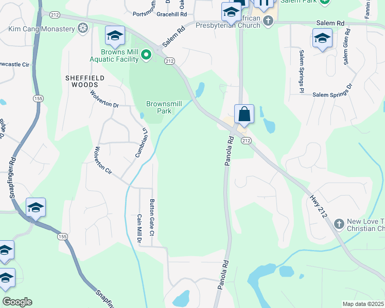 map of restaurants, bars, coffee shops, grocery stores, and more near 3961 Panola Road in Stonecrest
