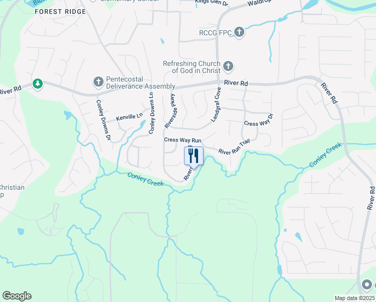 map of restaurants, bars, coffee shops, grocery stores, and more near 4076 Riverside Parkway in Decatur