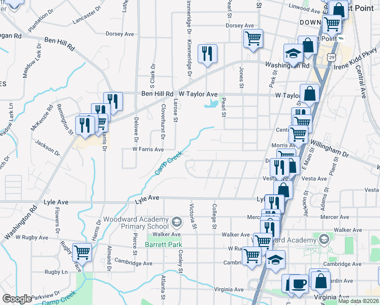 map of restaurants, bars, coffee shops, grocery stores, and more near 1947 Dunlap Avenue in Atlanta