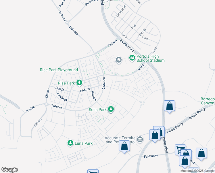 map of restaurants, bars, coffee shops, grocery stores, and more near Marine Way in Irvine