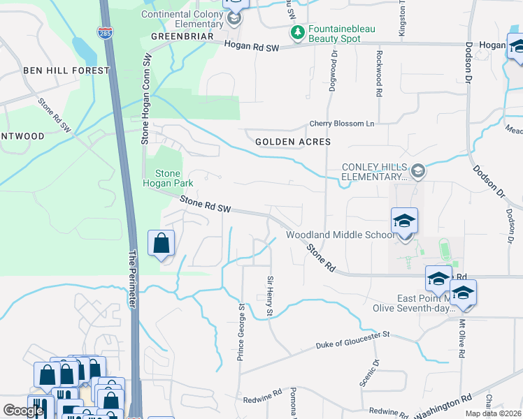 map of restaurants, bars, coffee shops, grocery stores, and more near 3252 Sir Henry Street in East Point