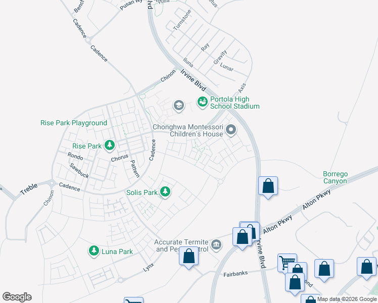 map of restaurants, bars, coffee shops, grocery stores, and more near 116 Zawn in Irvine