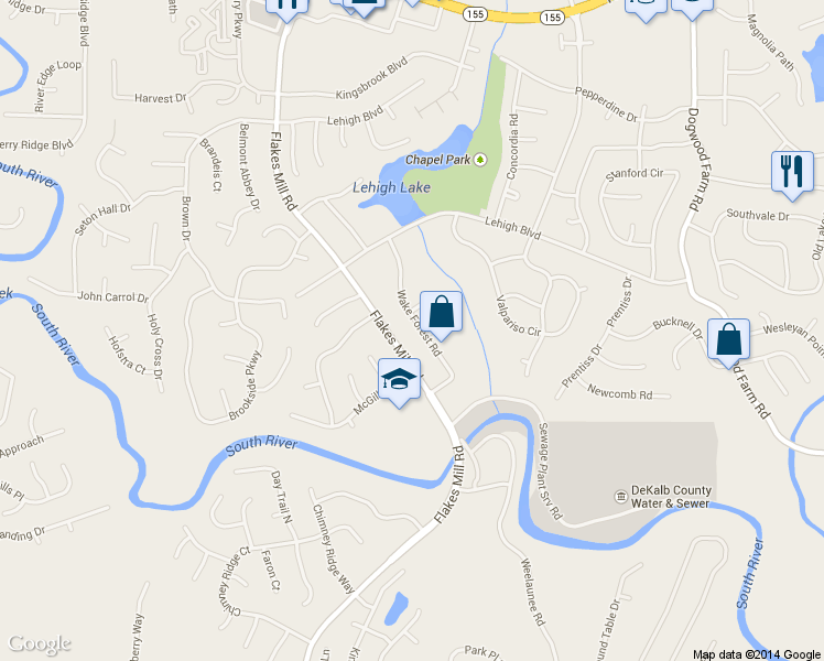 map of restaurants, bars, coffee shops, grocery stores, and more near 3835 Wake Forest Road in Decatur