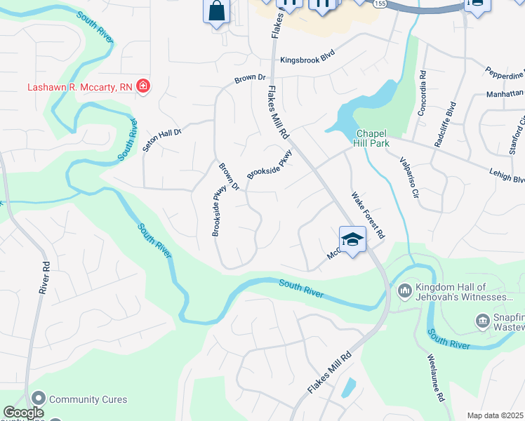 map of restaurants, bars, coffee shops, grocery stores, and more near 3878 Brookside Parkway in Decatur