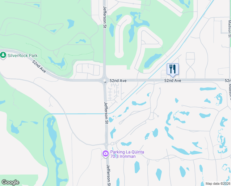 map of restaurants, bars, coffee shops, grocery stores, and more near 52201 Rosewood Lane in La Quinta