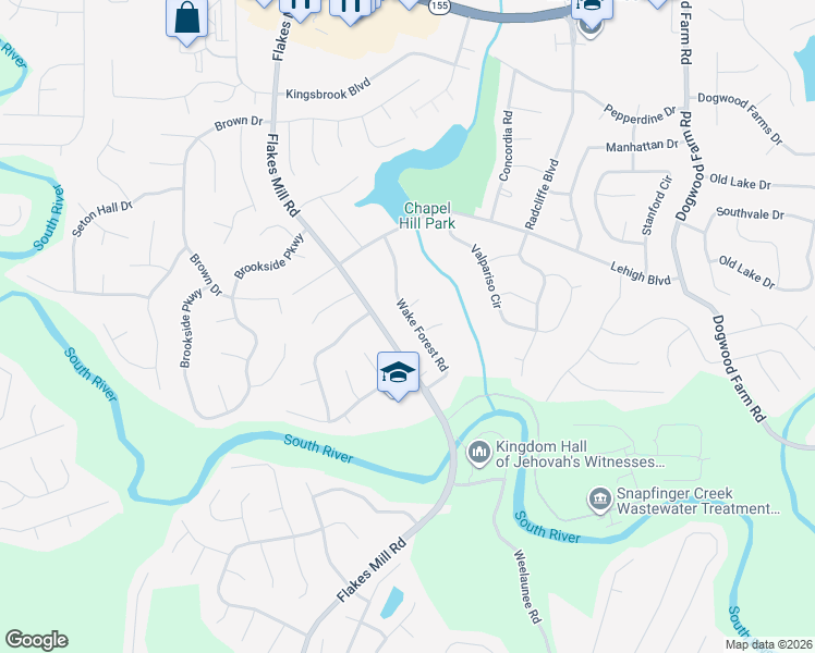 map of restaurants, bars, coffee shops, grocery stores, and more near 3835 Wake Forest Road in Decatur