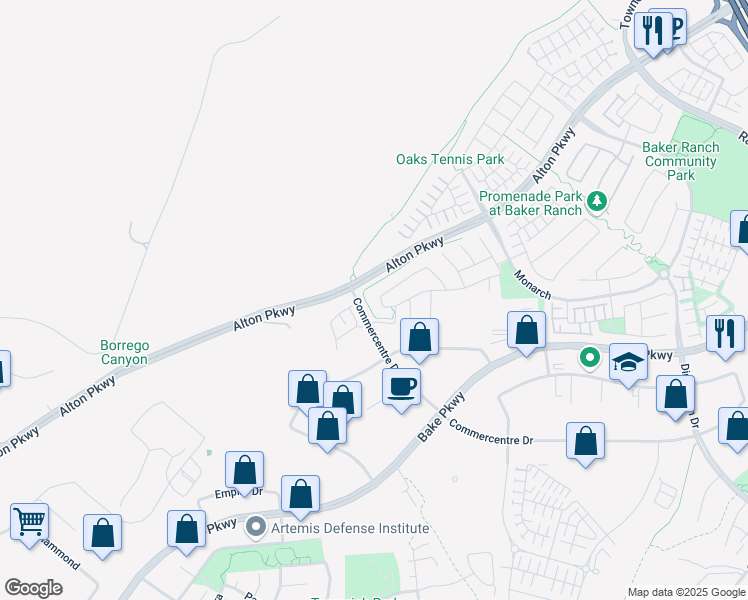 map of restaurants, bars, coffee shops, grocery stores, and more near 53 Goldenrod in Lake Forest