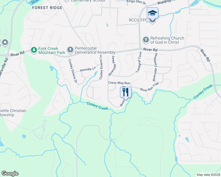 map of restaurants, bars, coffee shops, grocery stores, and more near 3868 Leyland Drive in Decatur