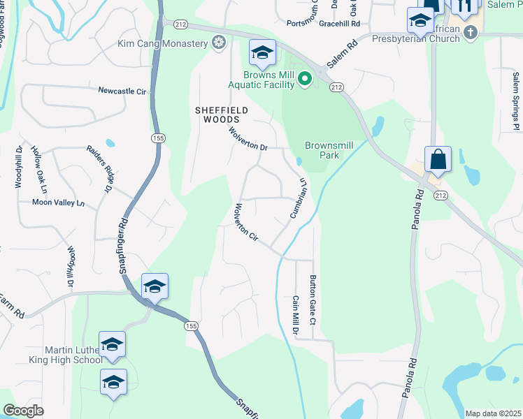 map of restaurants, bars, coffee shops, grocery stores, and more near 3710 Burling Ridge in Lithonia