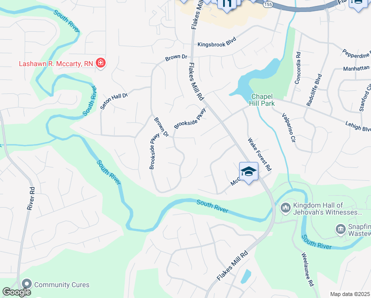 map of restaurants, bars, coffee shops, grocery stores, and more near 3878 Brookside Parkway in Decatur