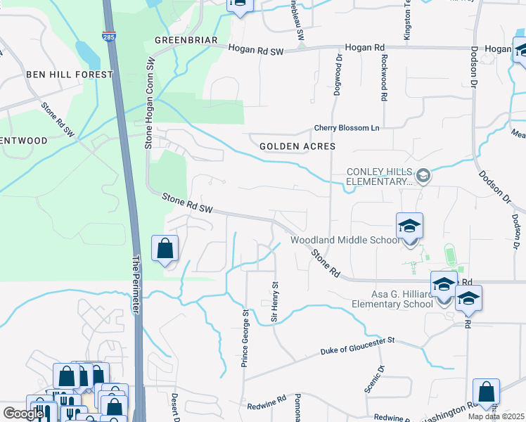 map of restaurants, bars, coffee shops, grocery stores, and more near 3252 Sir Henry Street in East Point