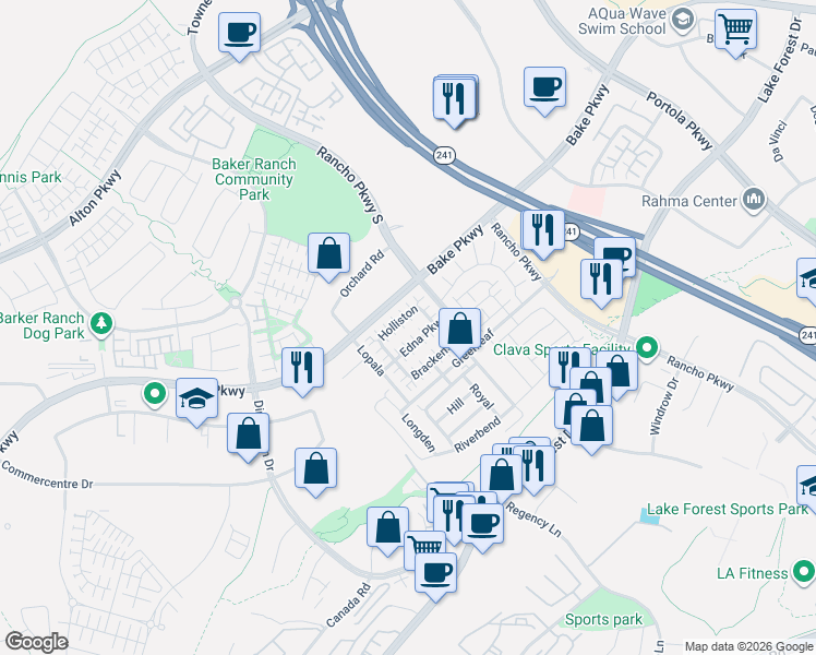 map of restaurants, bars, coffee shops, grocery stores, and more near 200 Holliston in Lake Forest