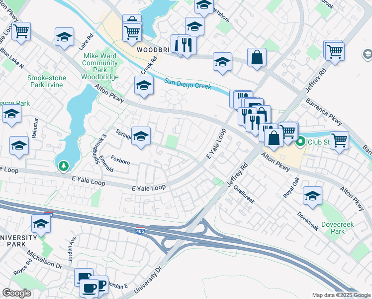 map of restaurants, bars, coffee shops, grocery stores, and more near 12 Silkberry in Irvine