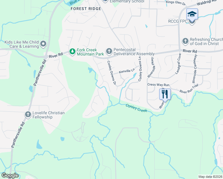 map of restaurants, bars, coffee shops, grocery stores, and more near 2986 Patty Hollow in Decatur