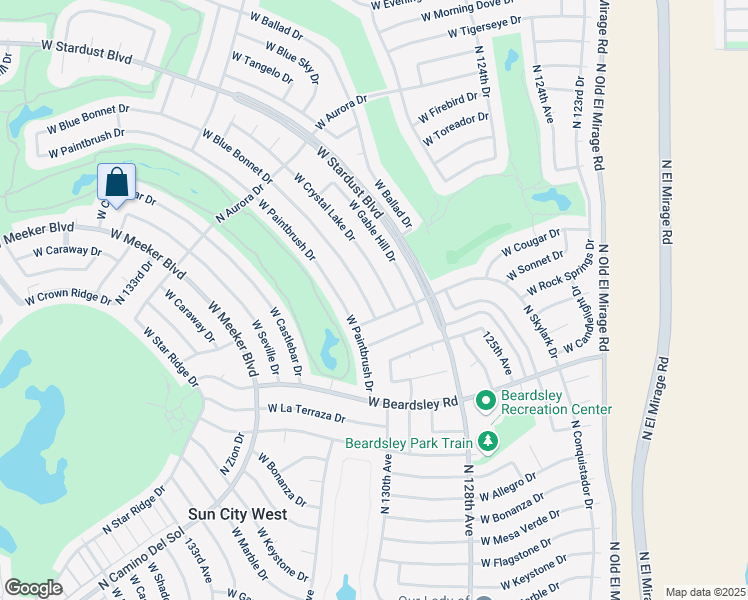 map of restaurants, bars, coffee shops, grocery stores, and more near 20419 North Skylark Drive in Sun City West