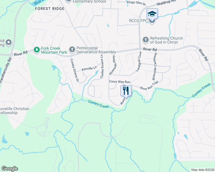 map of restaurants, bars, coffee shops, grocery stores, and more near 3868 Leyland Drive in Decatur