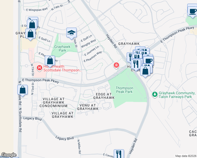 map of restaurants, bars, coffee shops, grocery stores, and more near 20100 North 78th Place in Scottsdale