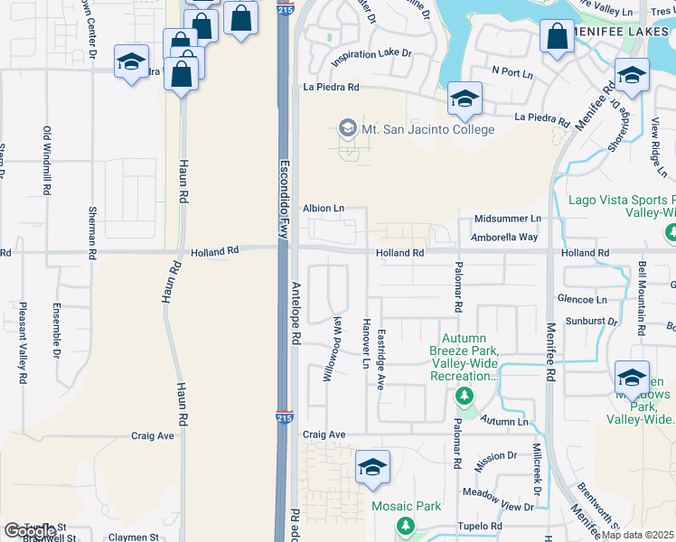 map of restaurants, bars, coffee shops, grocery stores, and more near 28189 Fruitwood Drive in Menifee