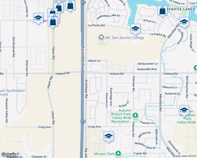 map of restaurants, bars, coffee shops, grocery stores, and more near 28147-28299 Green Forest Drive in Menifee