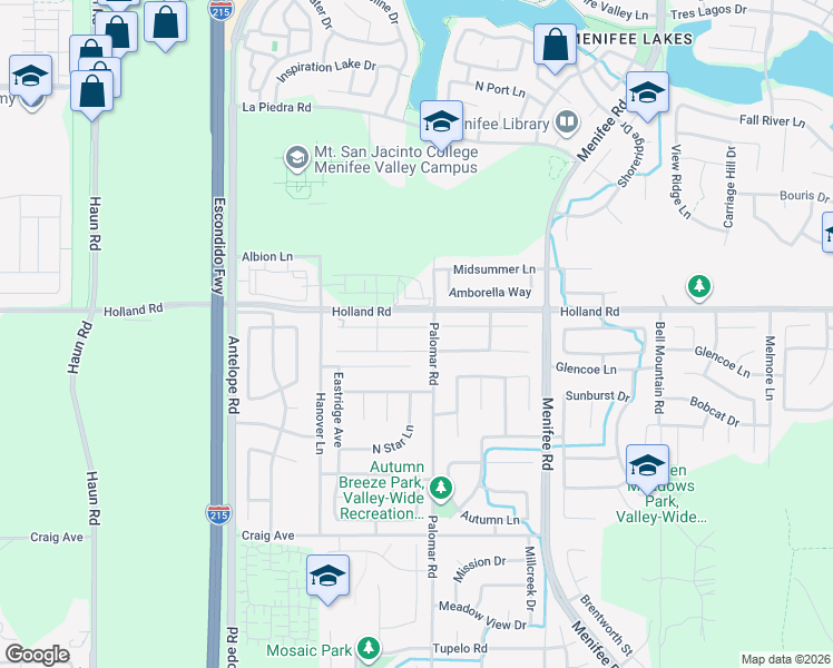 map of restaurants, bars, coffee shops, grocery stores, and more near 28439 Harvest Gold Court in Menifee