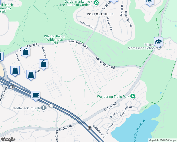 map of restaurants, bars, coffee shops, grocery stores, and more near 1314 Viejo Hills Drive in Trabuco Canyon