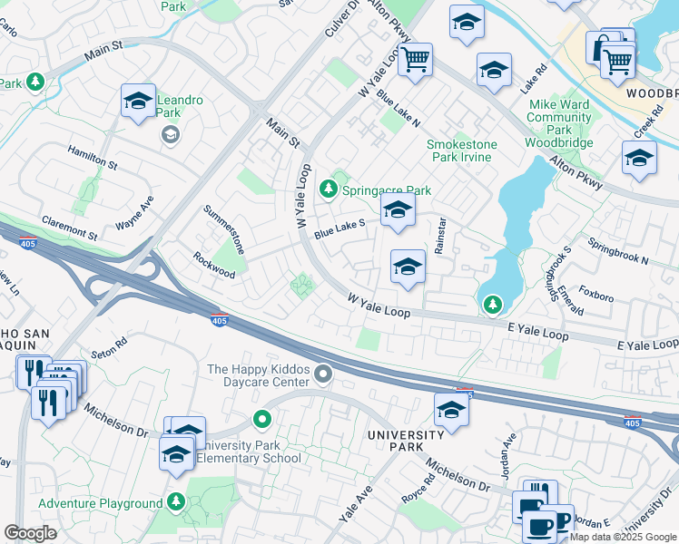 map of restaurants, bars, coffee shops, grocery stores, and more near 18 Goldstone in Irvine