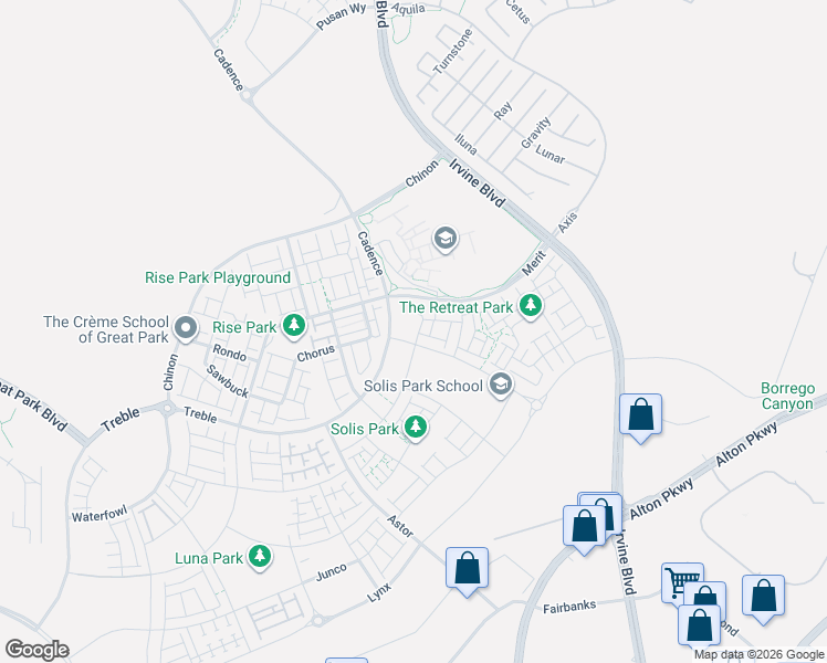 map of restaurants, bars, coffee shops, grocery stores, and more near 211 Baluster in Irvine