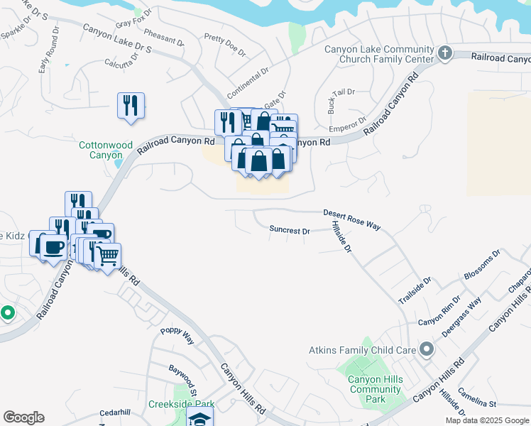 map of restaurants, bars, coffee shops, grocery stores, and more near 35607 Desert Rose Way in Lake Elsinore