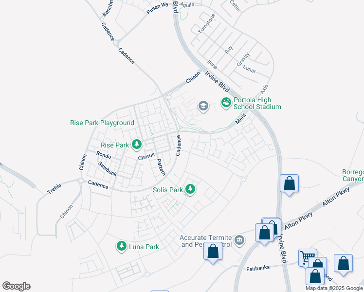 map of restaurants, bars, coffee shops, grocery stores, and more near 1081 Cadence in Irvine