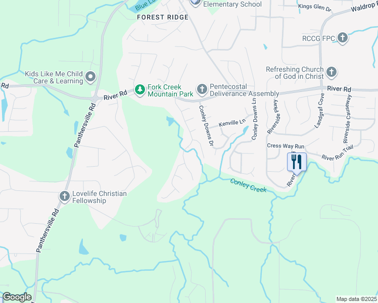 map of restaurants, bars, coffee shops, grocery stores, and more near 3813 River Ridge Court in Decatur