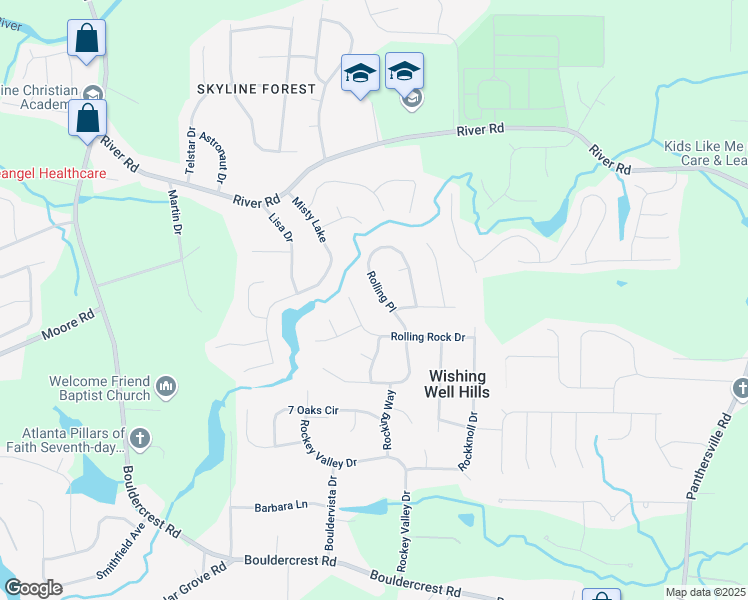 map of restaurants, bars, coffee shops, grocery stores, and more near 3800 Rolling Place in Conley